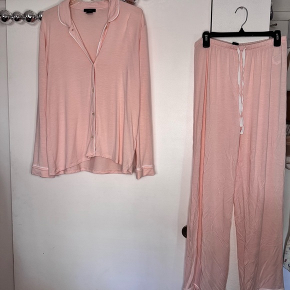 J. Crew Pink Peach Eco dreamiest long sleeve pajama set Medium - Picture 5 of 9